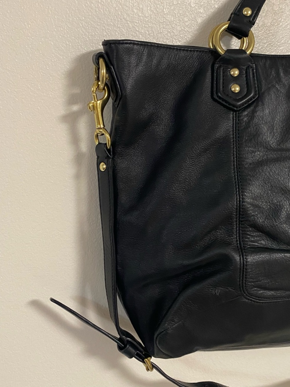 Coach Bag Campbell Black Leather Izzy Satchel Carryall Shoulder Bag F24683 FLAW - Picture 7 of 15